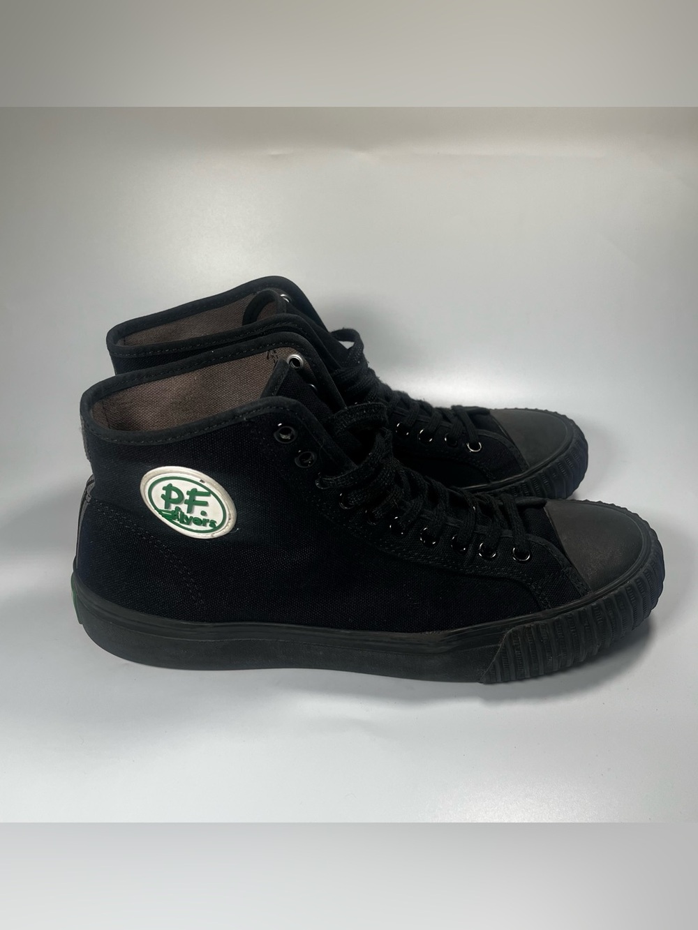 PF Flyers Center Hi All Black High Top Canvas Sneakers Men 11 Women 12.5